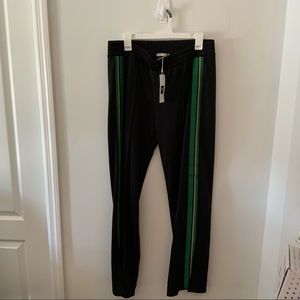 Zara black with green stripe track pant NWT XL